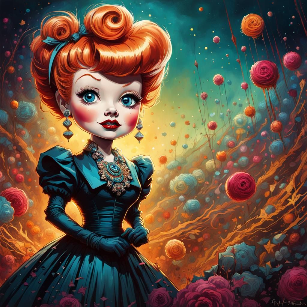 Lucille Ball Chibi Caricature Digital Illustration