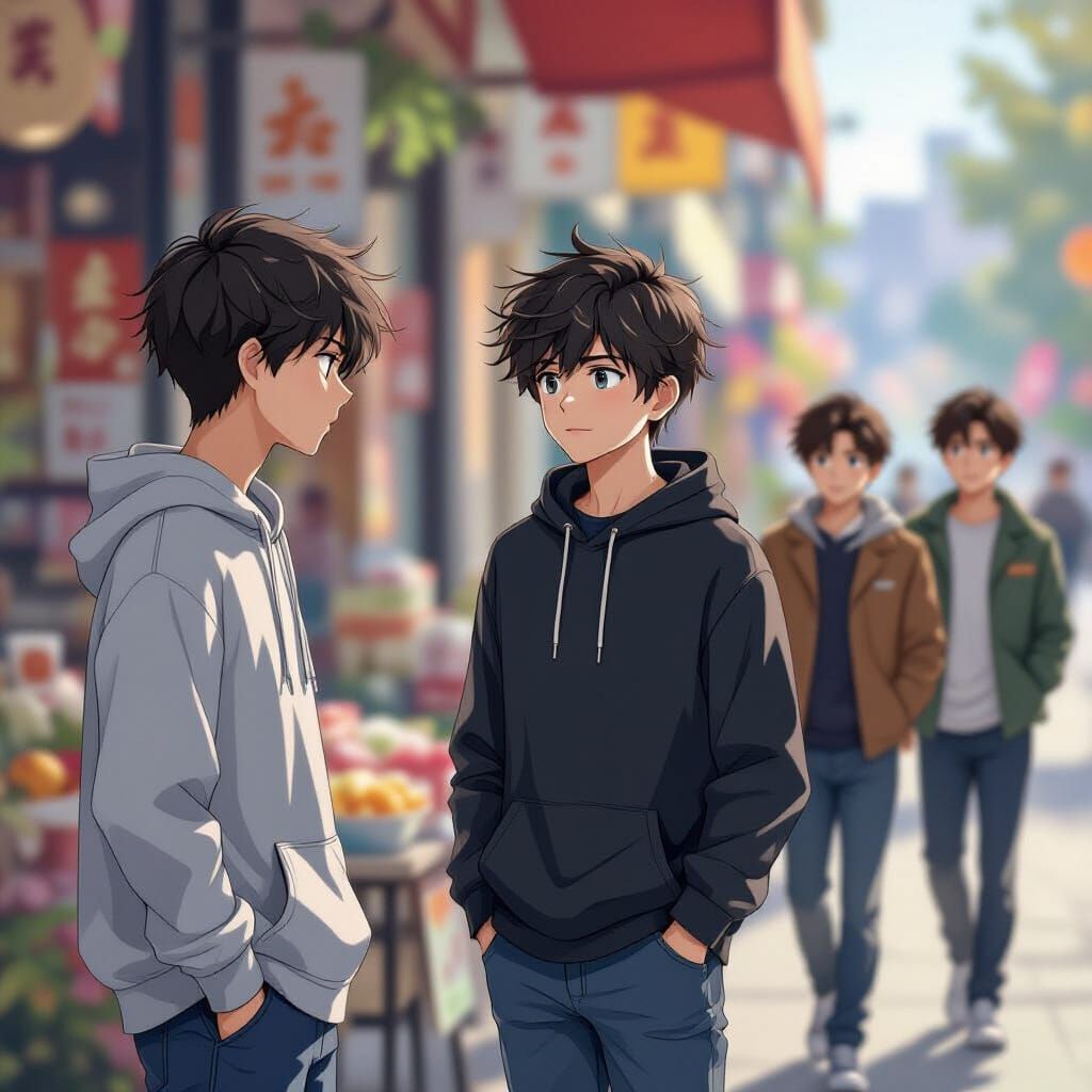 Anime Style Image of Teen Social Scene