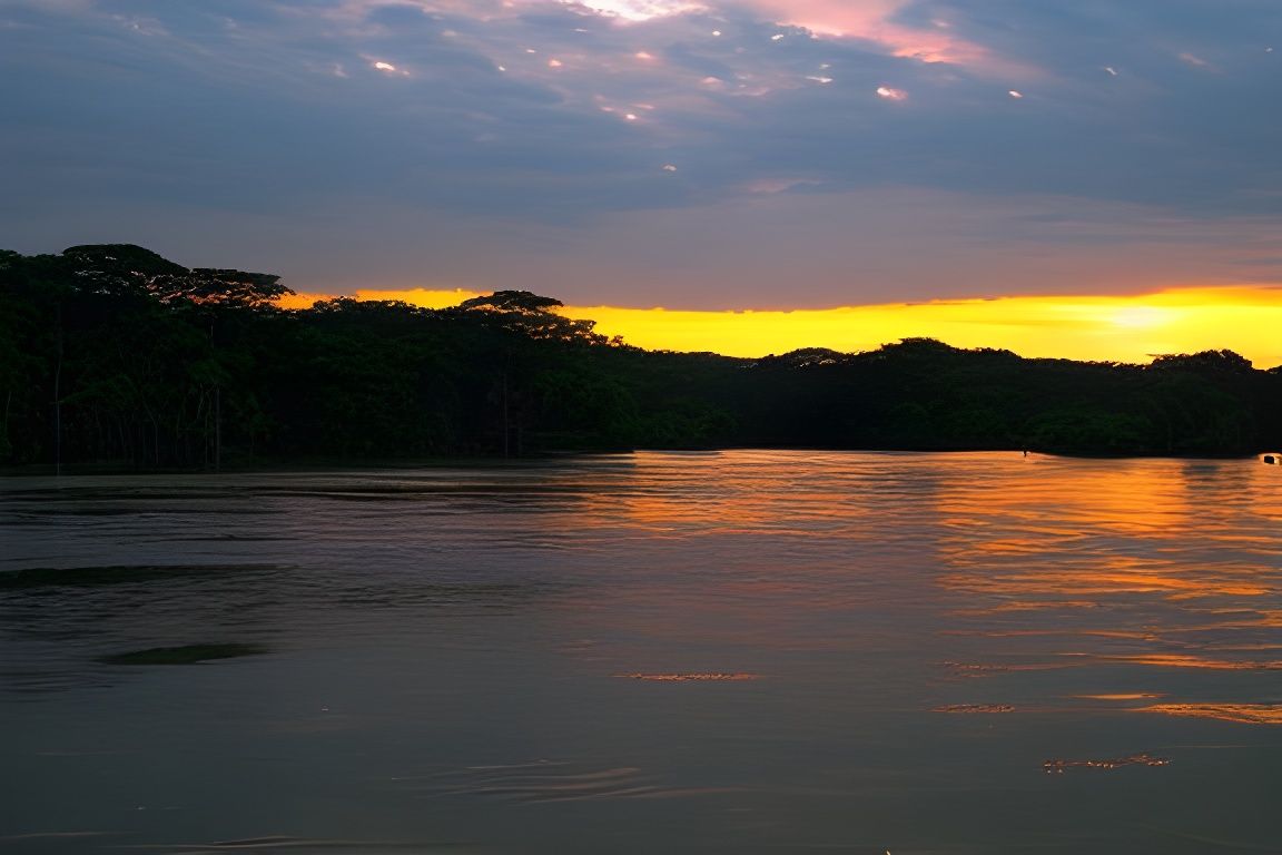 Sunset Over the Amazon River