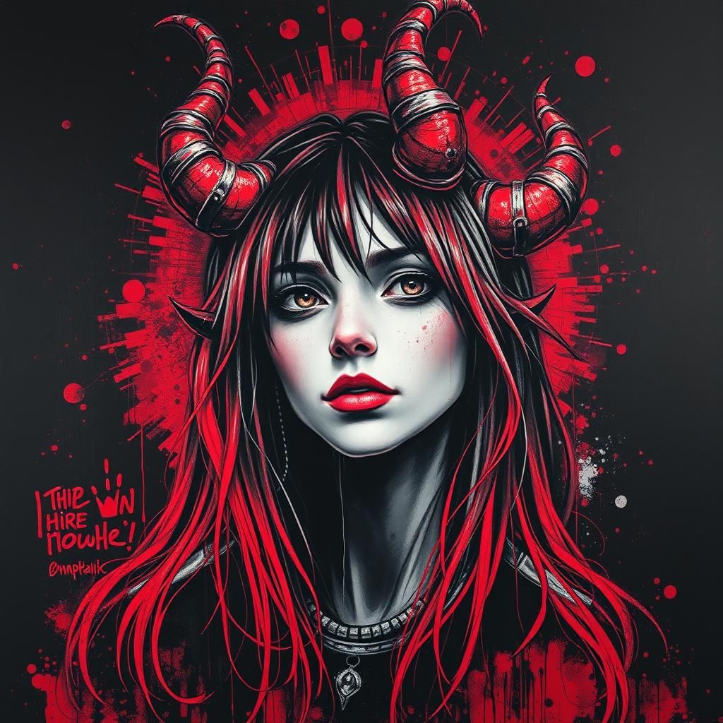 Bosch-Inspired Horned Figure in Airbrush Style