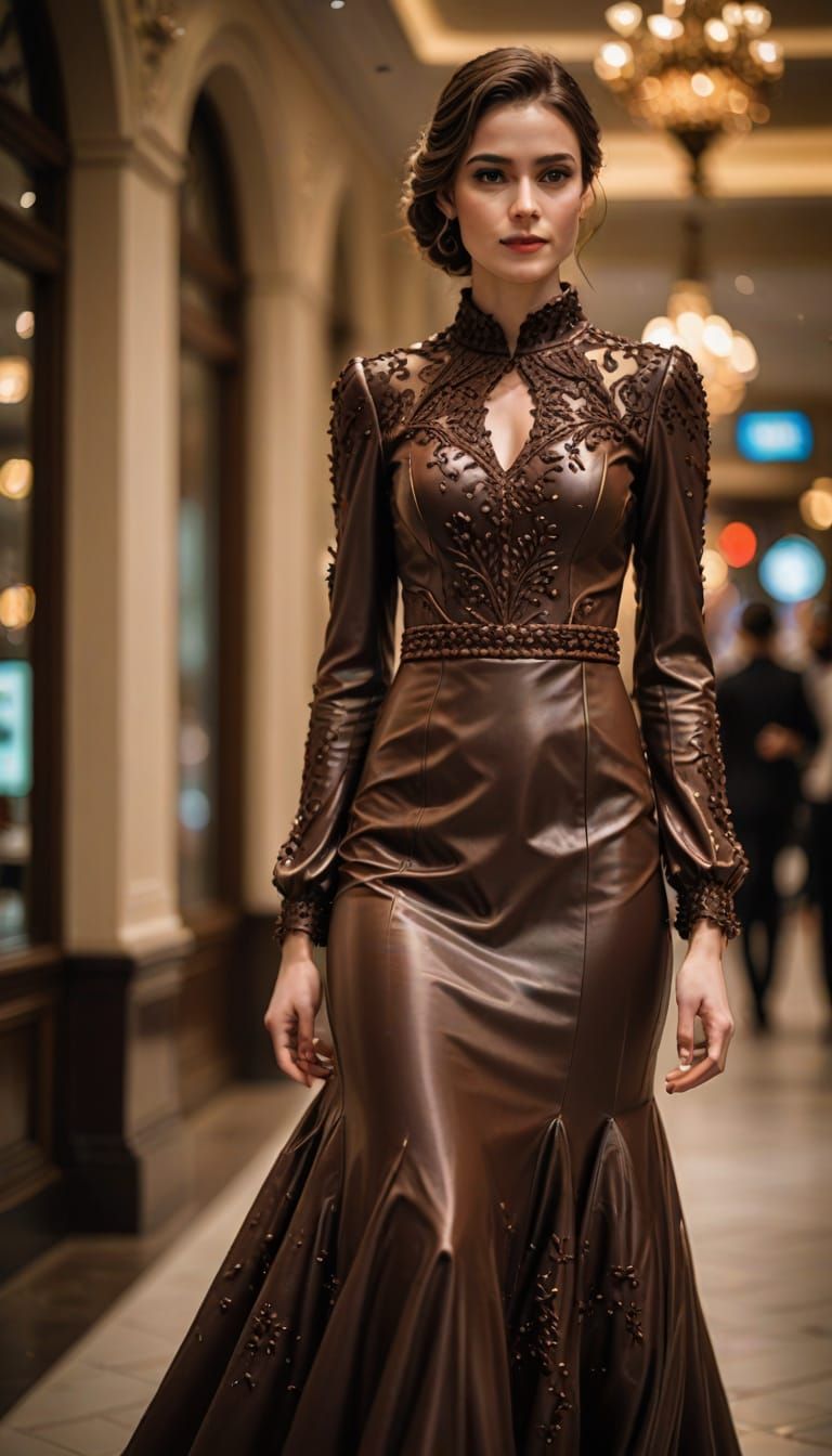 Woman in Chocolate Dress, Professional Photography