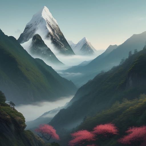 Majestic Chinese Dragon in Serene Mountain Landscape