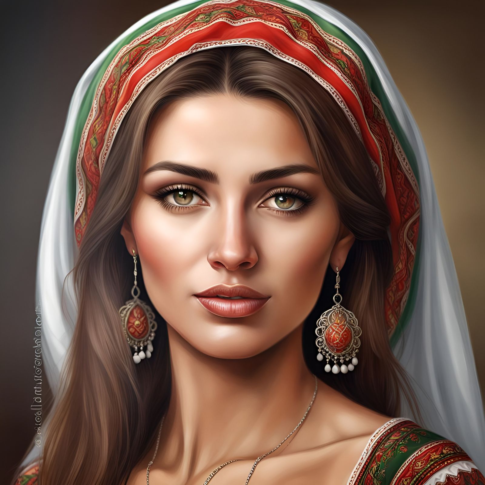 Realistic Portrait of a Beautiful Bulgarian Woman