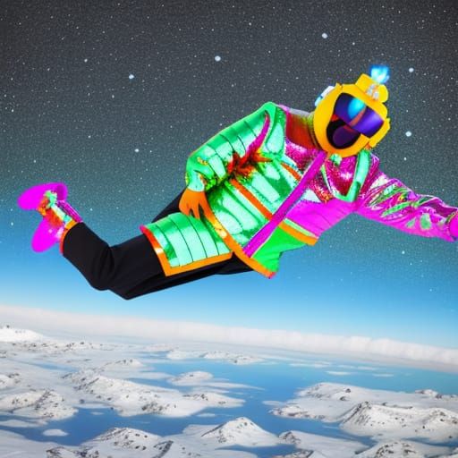 Man in Disco Costume Flies Over Antarctica