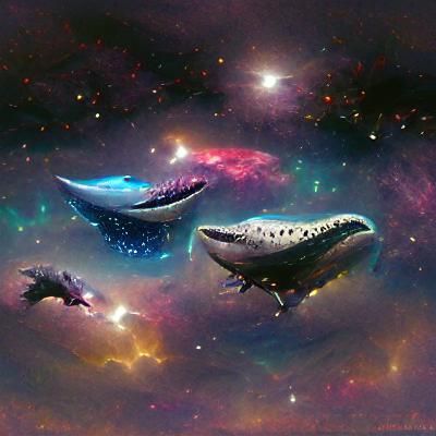 Majestic Space Whales in Cosmic Nebula