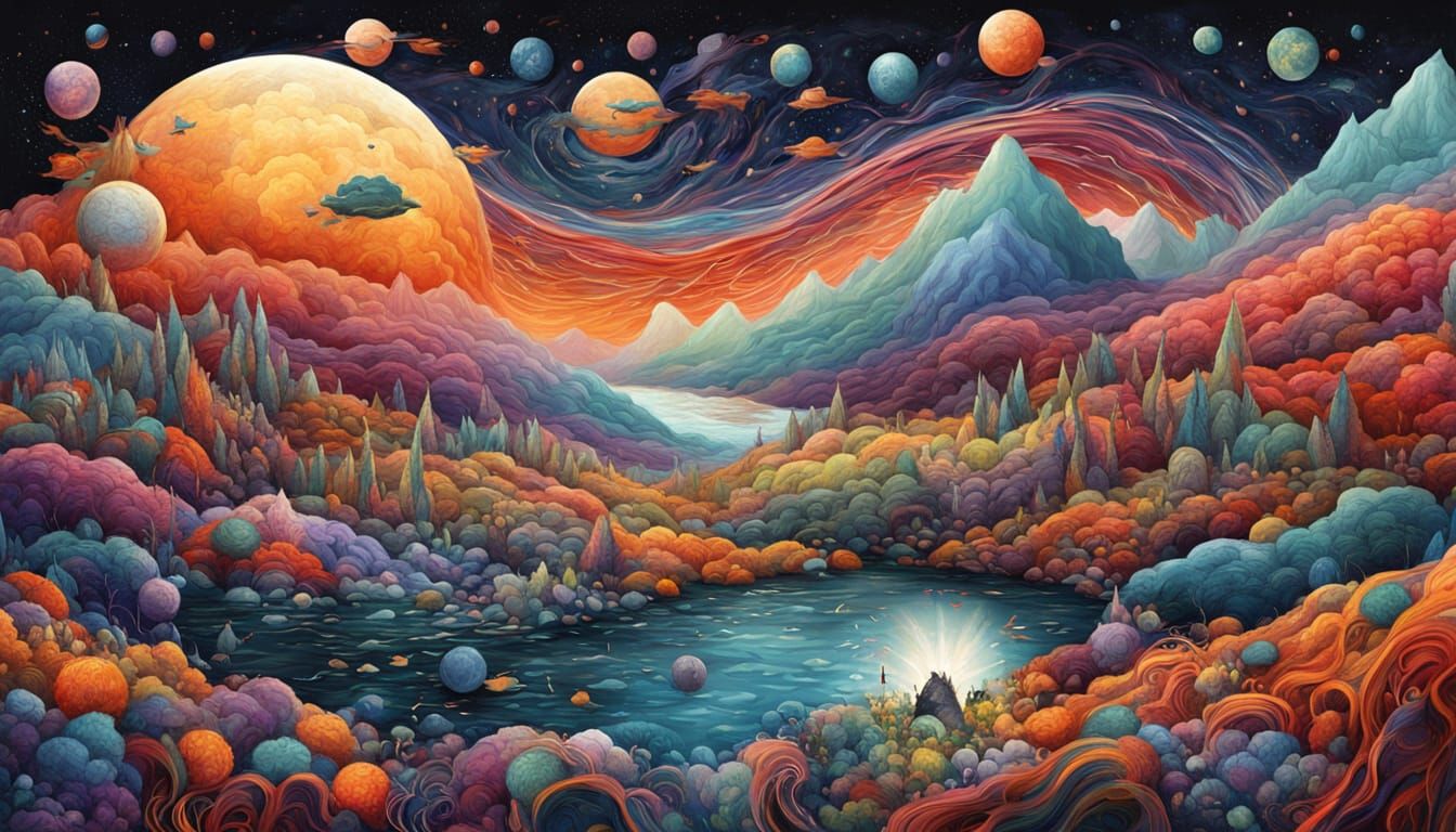 Surreal Cosmic Tapestry in Whimsical Quantum Realm