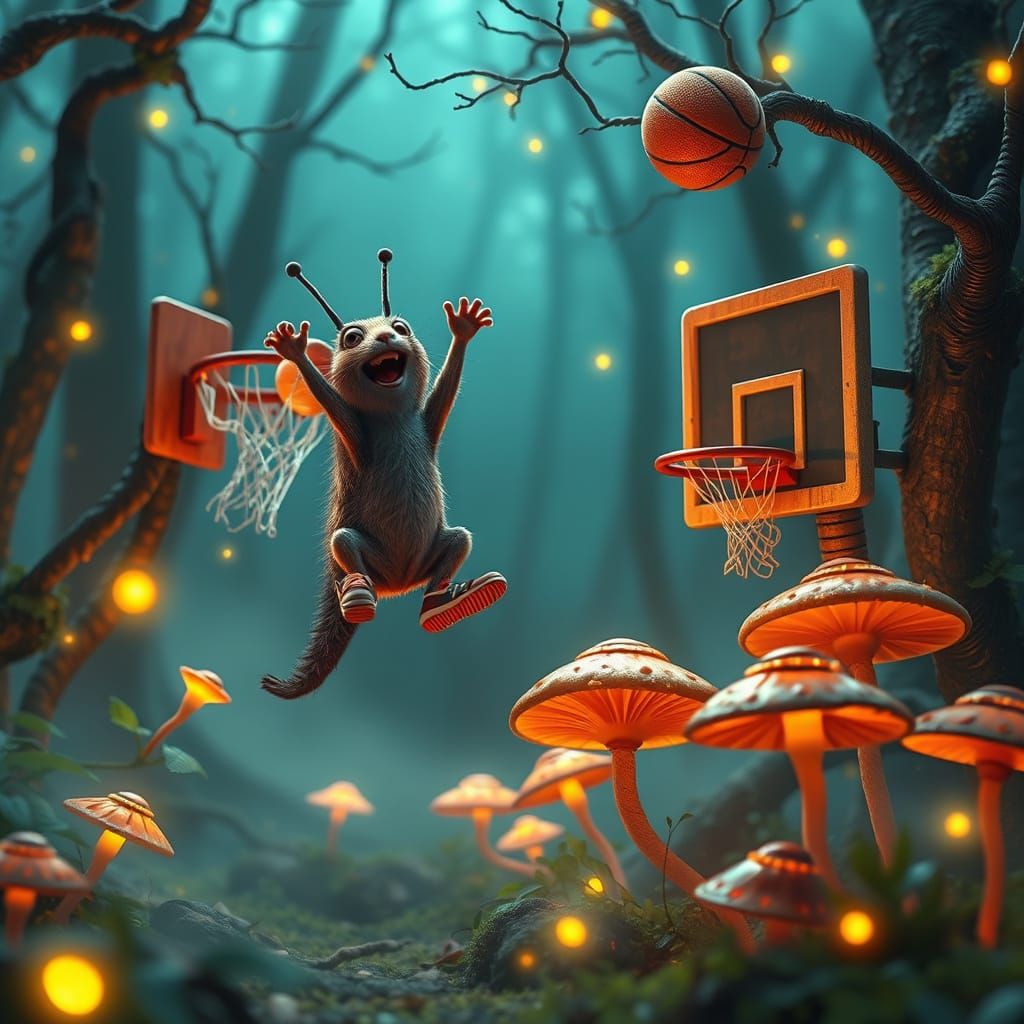 Enchanted Forest: Caterpillar and Mouse Basketball Game