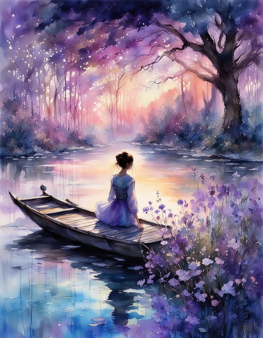 Ethereal Forest Glade: Dreamy Watercolor Landscape