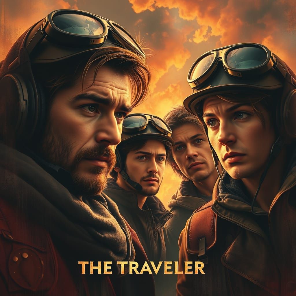 Epic Cinematic Traveler in Iconic Movie Poster Style