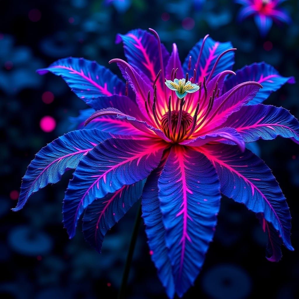 Bioluminescent Climbing Clematis in Extreme Close-up