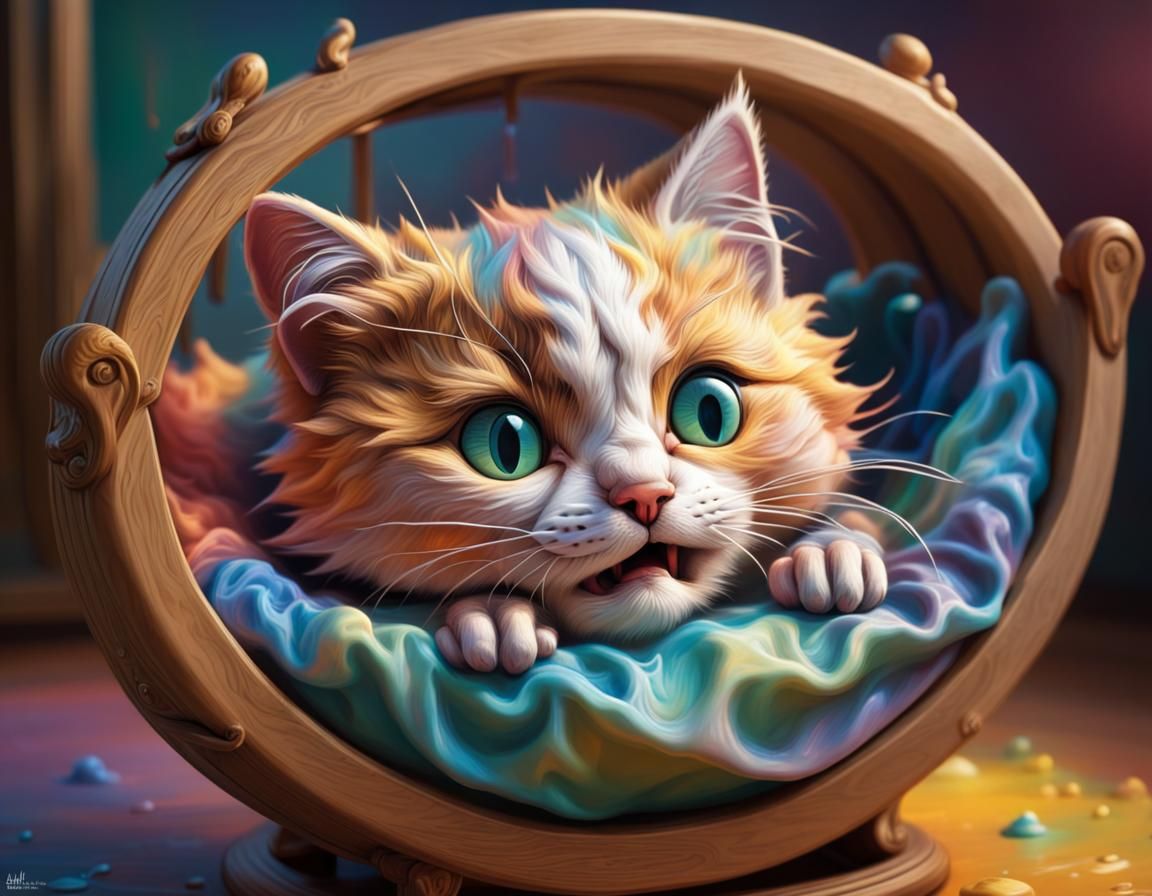 Hyperrealistic Cat Portrait with Colorful Background