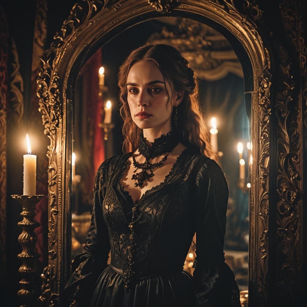 Gothic Romanticism: Woman in Candlelit Chamber