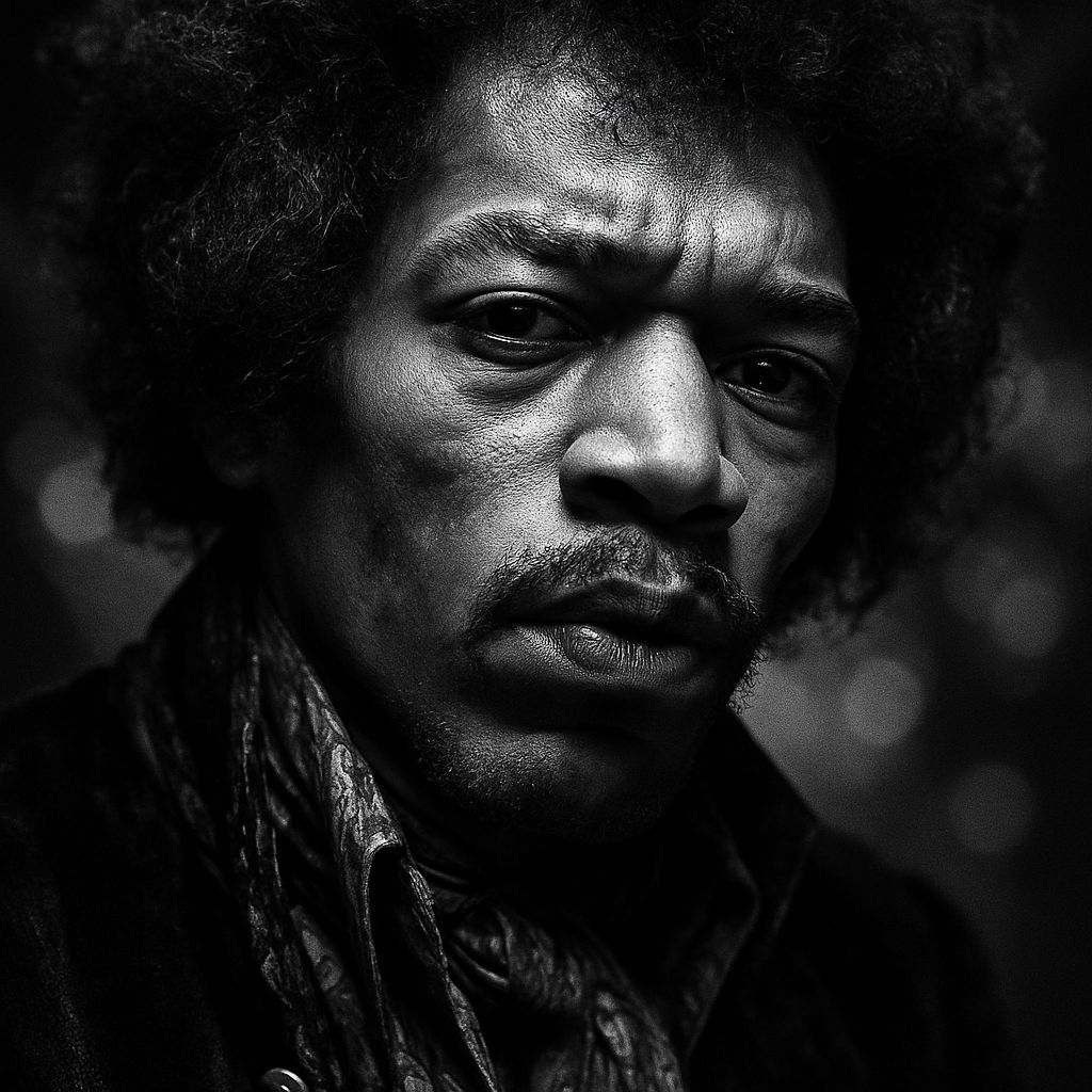 Jimi Hendrix Black and White Portrait