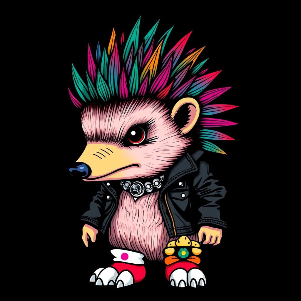 Punk Gothic Hedgehog with Leather Jacket