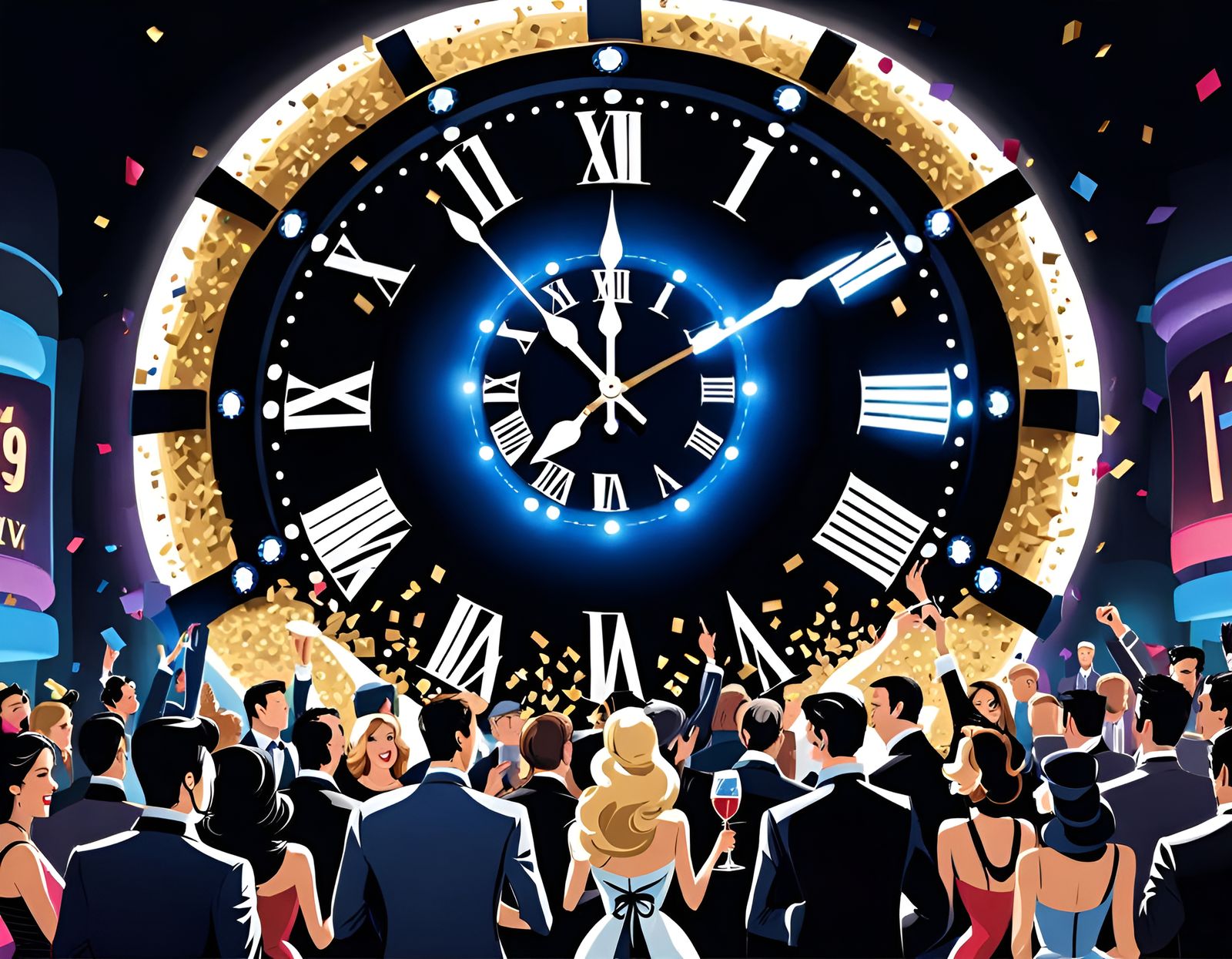 New Year's Eve Countdown in a Nightclub