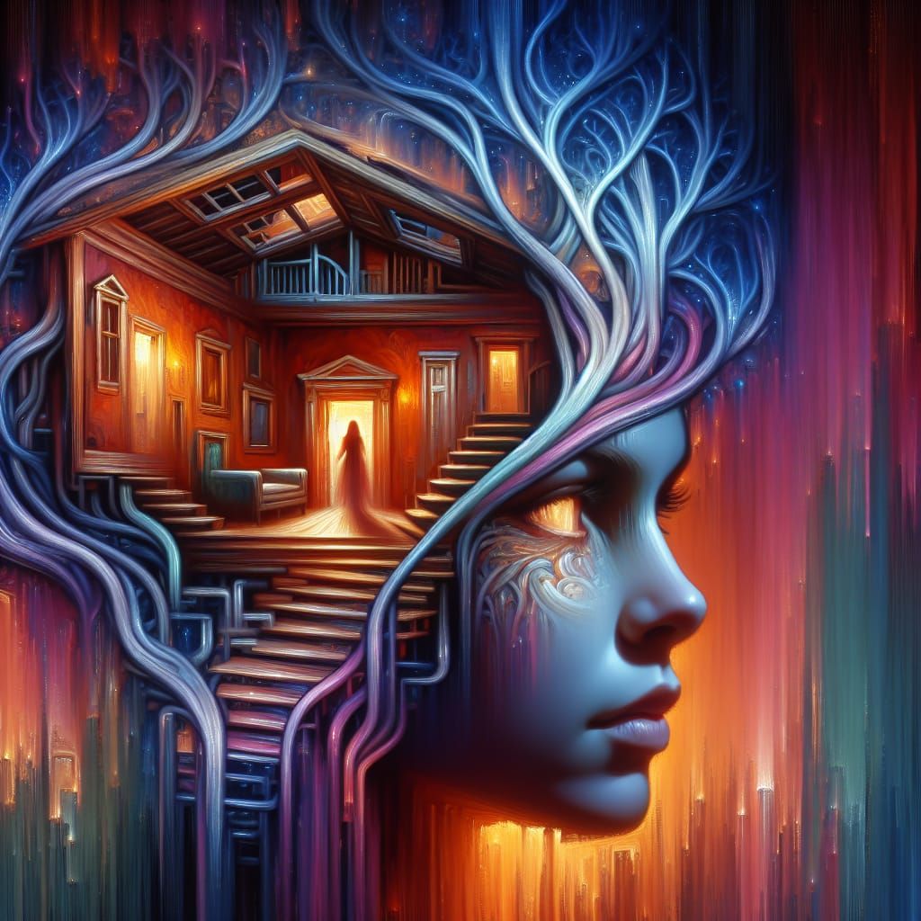 Haunted Mind: South Asian Woman in Surreal Dreamscape