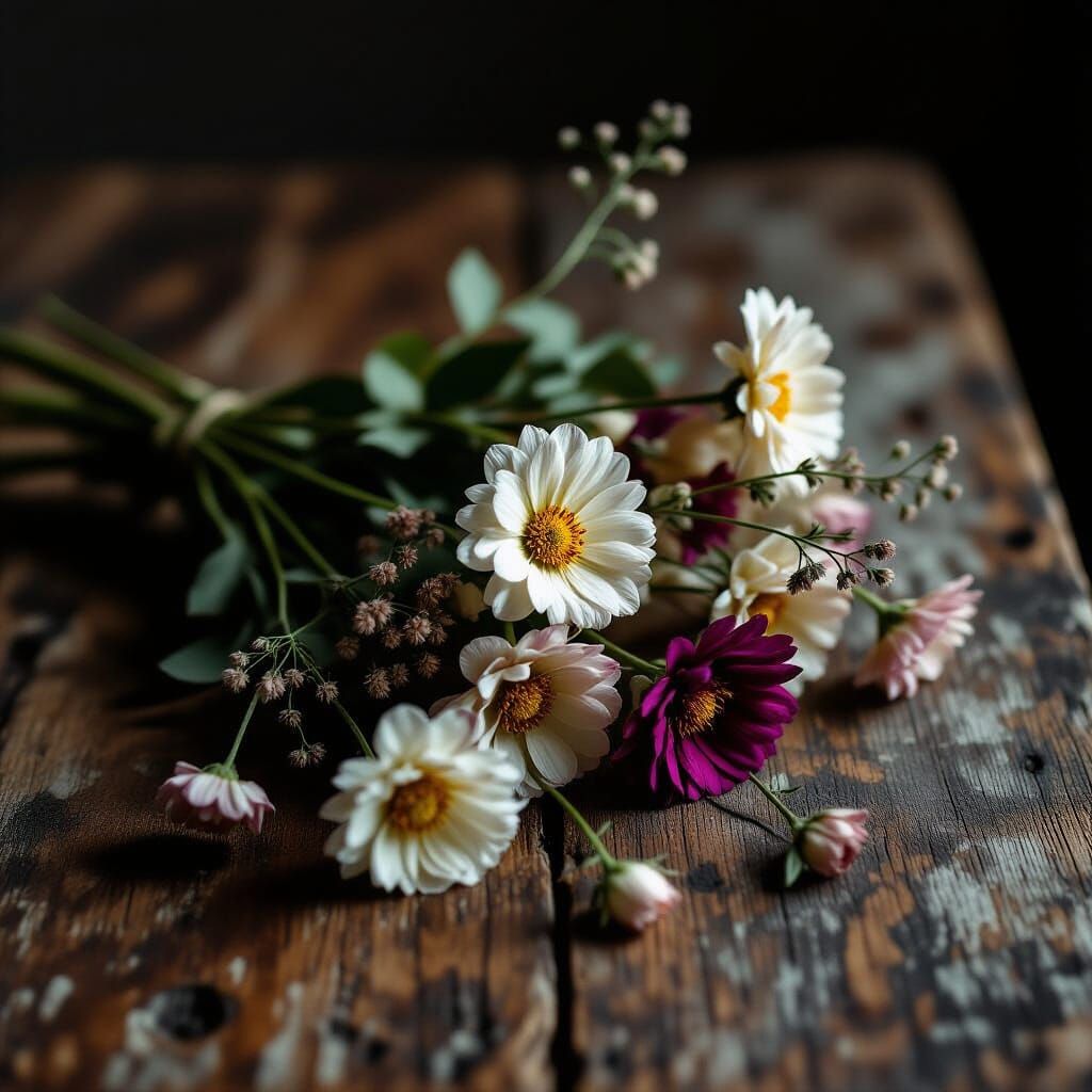 Ethereal Still Life of Dry Flowers in Roversi Style