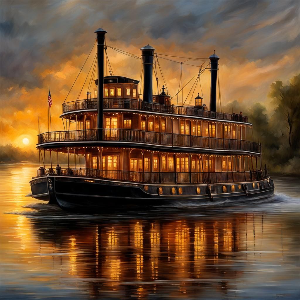 Mississippi Paddle Wheeler in Detailed Realism