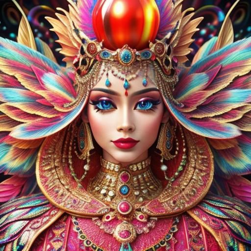 Psychedelic Sphinx in Hyperrealistic 3D Rendering