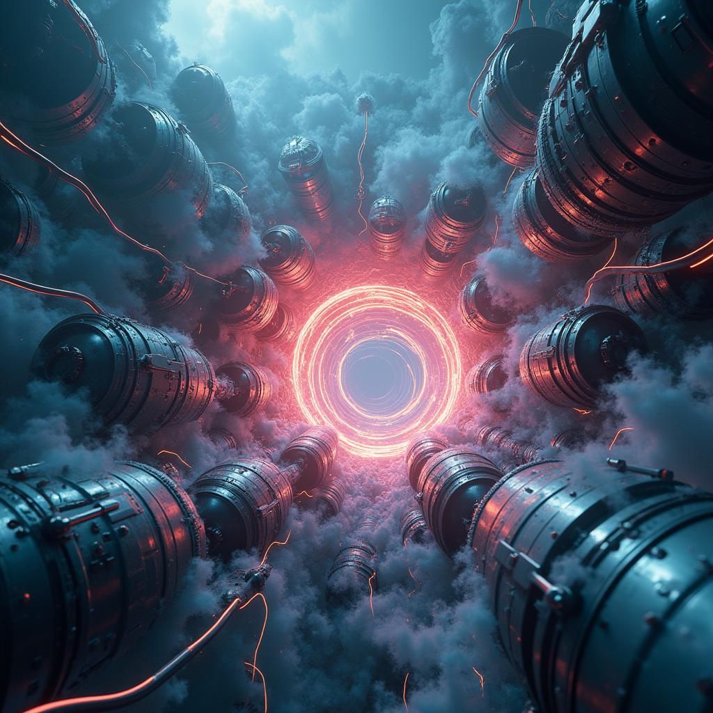 Intricate Anti-Matter Warp Engine in Sci-Fi Style
