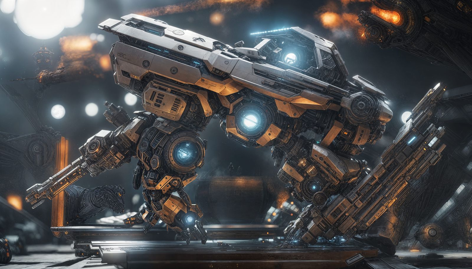 Futuristic Handgun with Intricate Mech Details