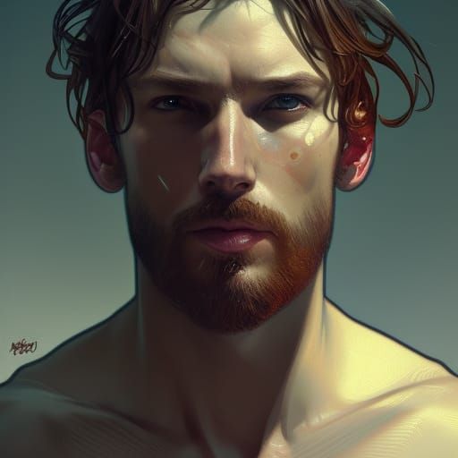 Hyperdetailed Portrait of a Man in Art Nouveau Style