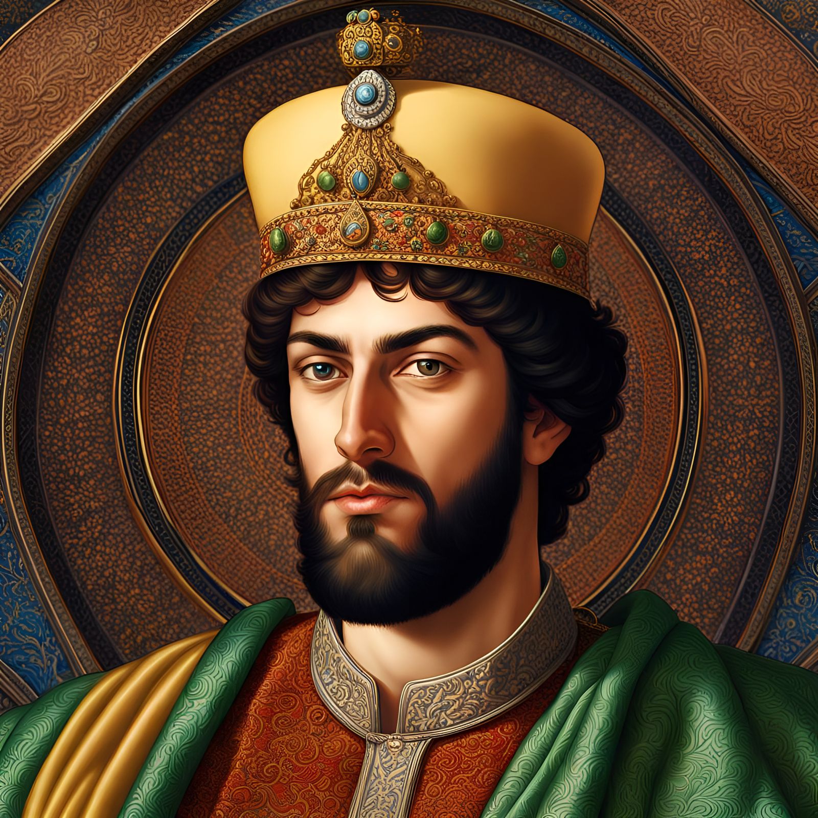 Shah Ismail I Portrait in Cyberpunk Style