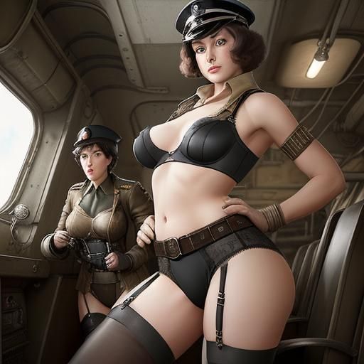 Dieselpunk Lady Officers Inspection On Board