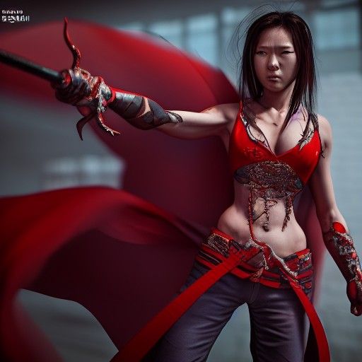 Female Martial Artist Portrait in Dark Fantasy Style
