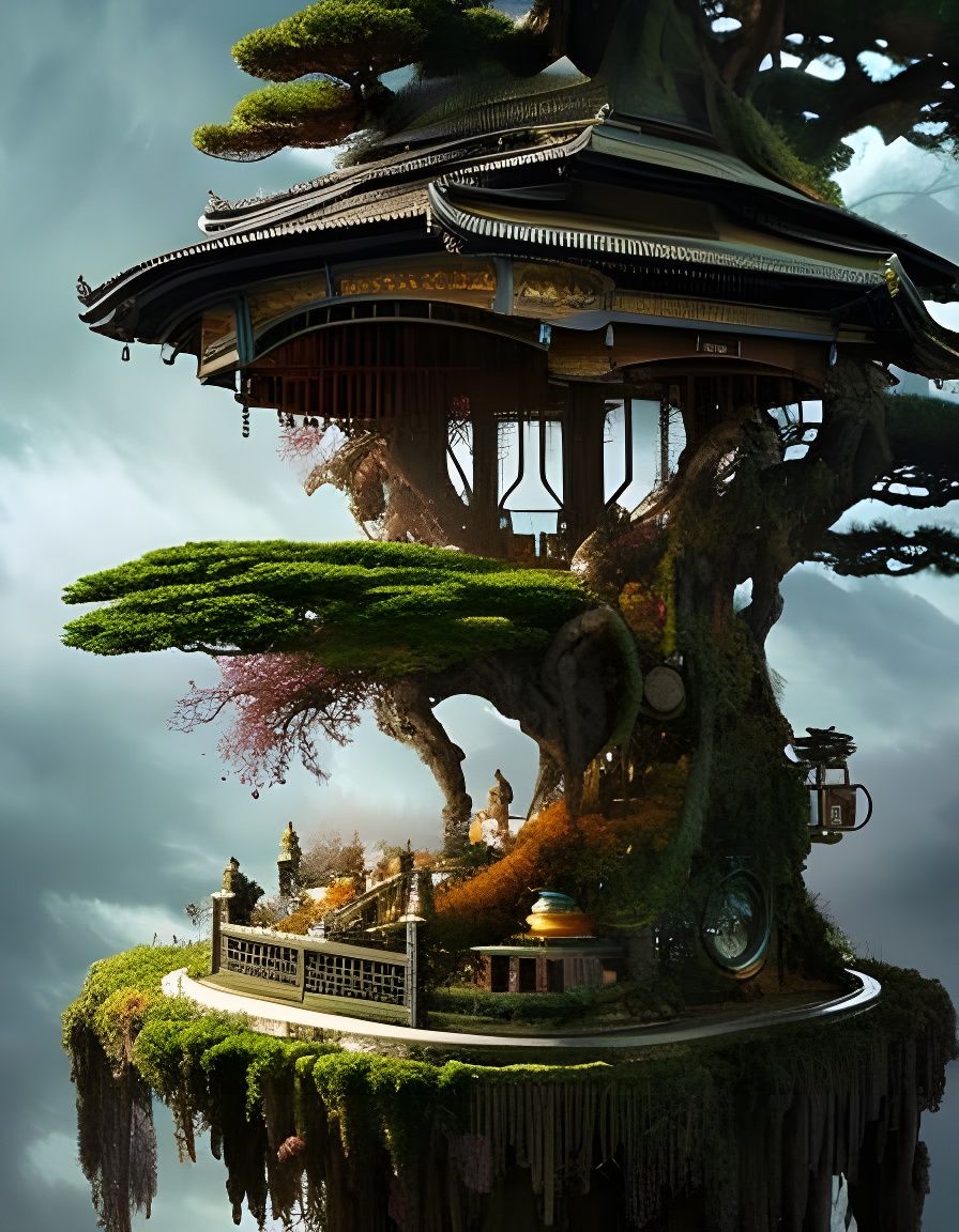 Clockwork Crystal Bonsai Shop: Digital Matte Painting