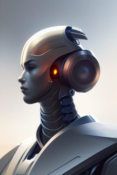 Futuristic Robot Portrait in Hyperdetailed Style