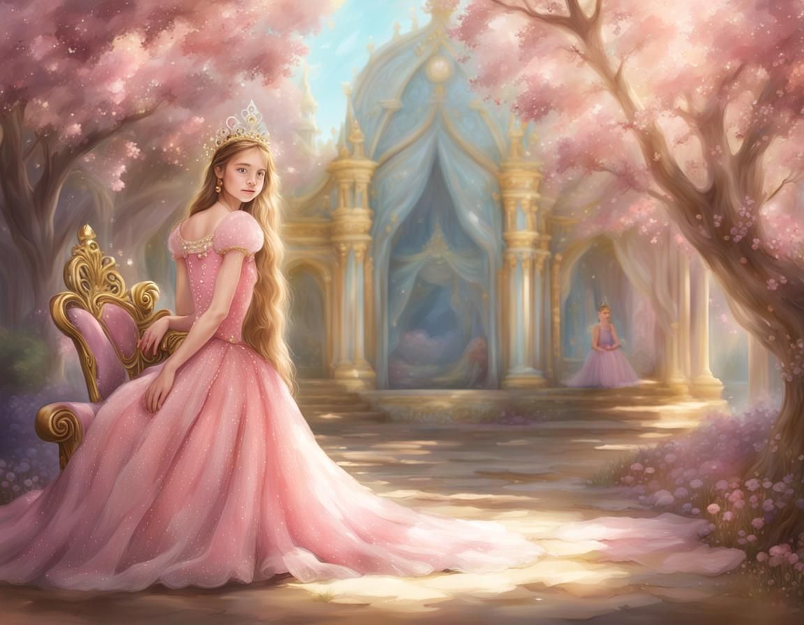 Girl on Throne in Dreamy Fairy Tale Style