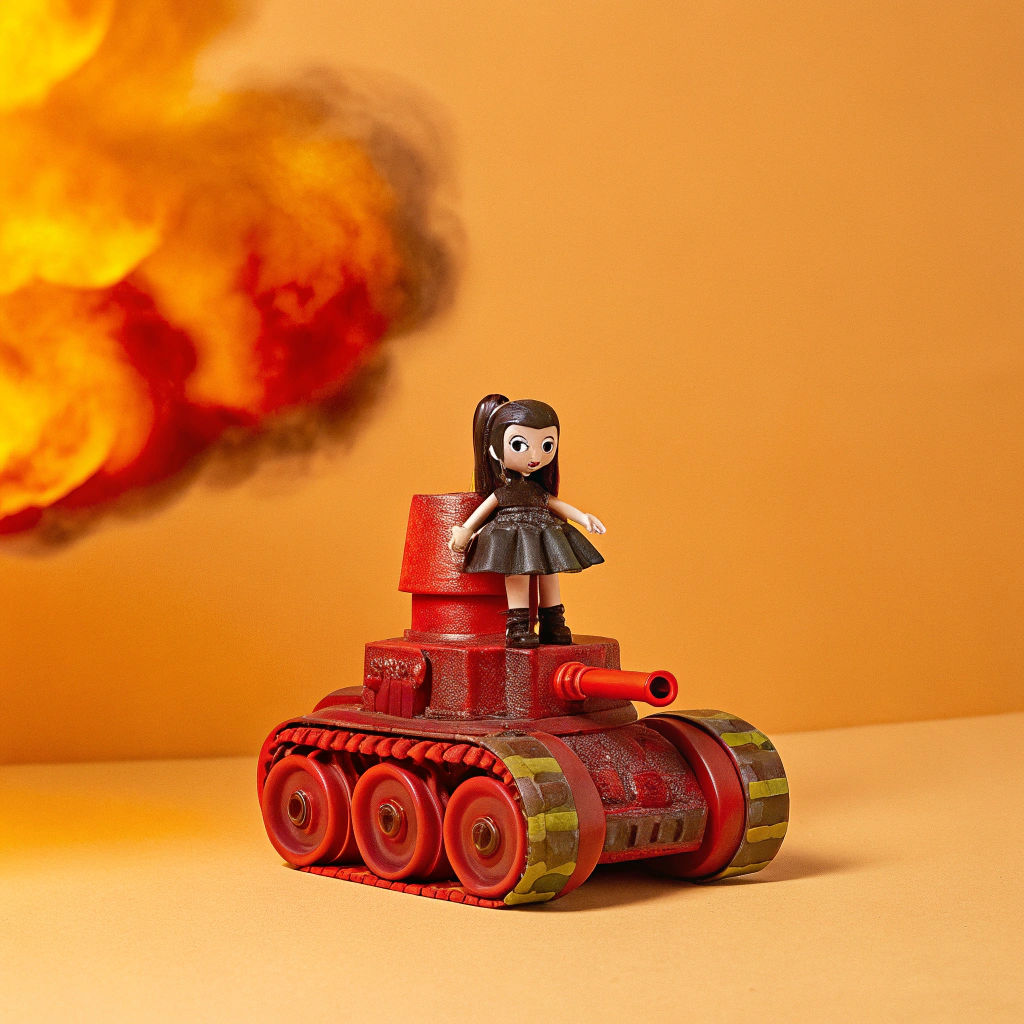 Chibi Goth Girl in Spider Tank, Frank Miller Style