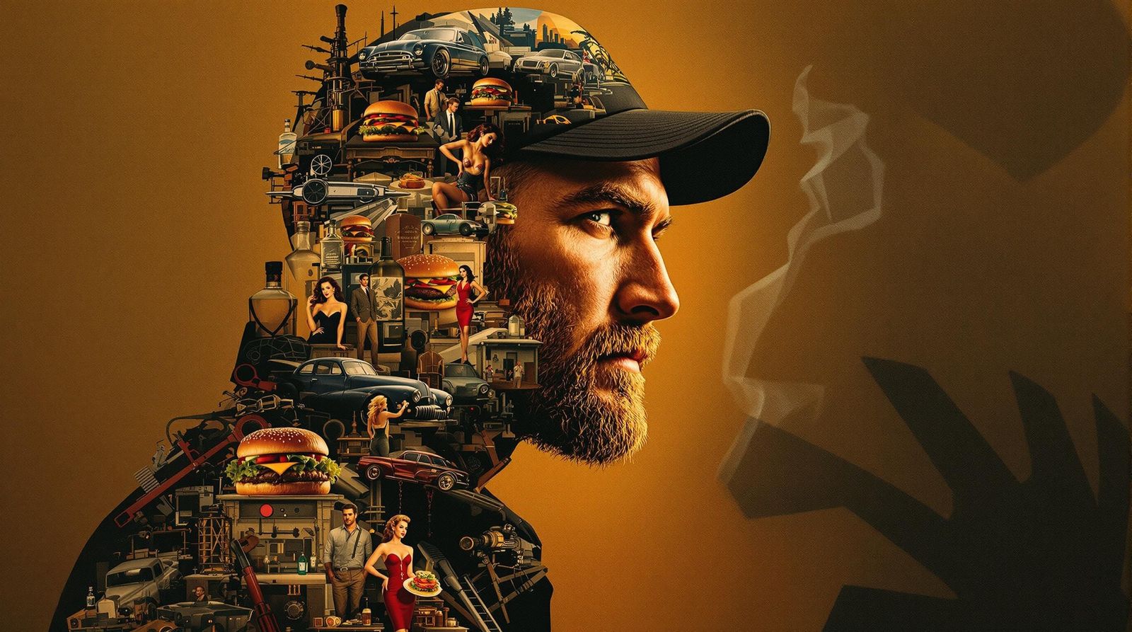 Rugged Working Man in Vintage Collage Portrait