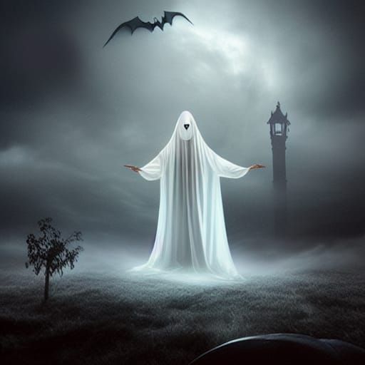 Cinematic Halloween Ghost Costume Digital Painting
