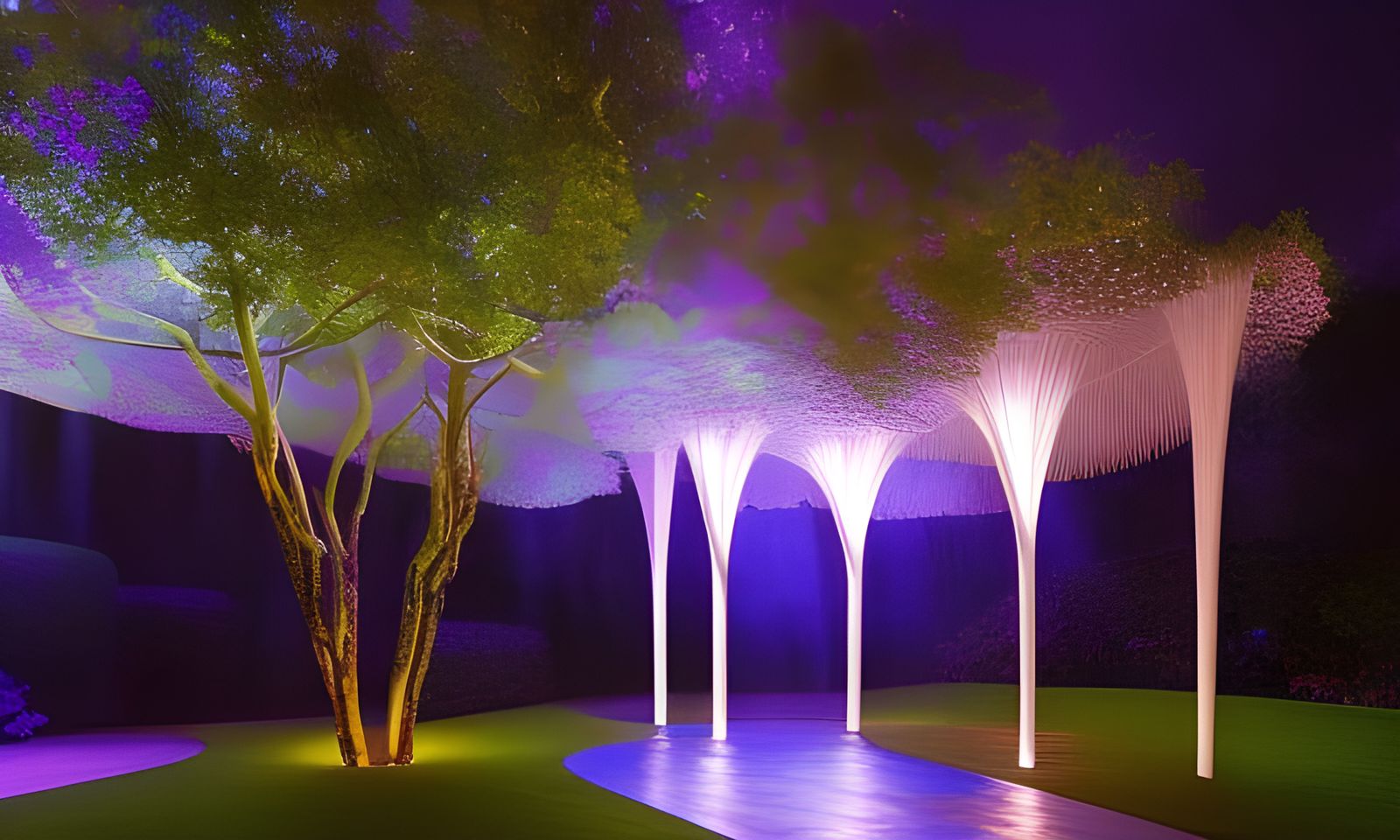 Rainy Night in Fantasy Landscape