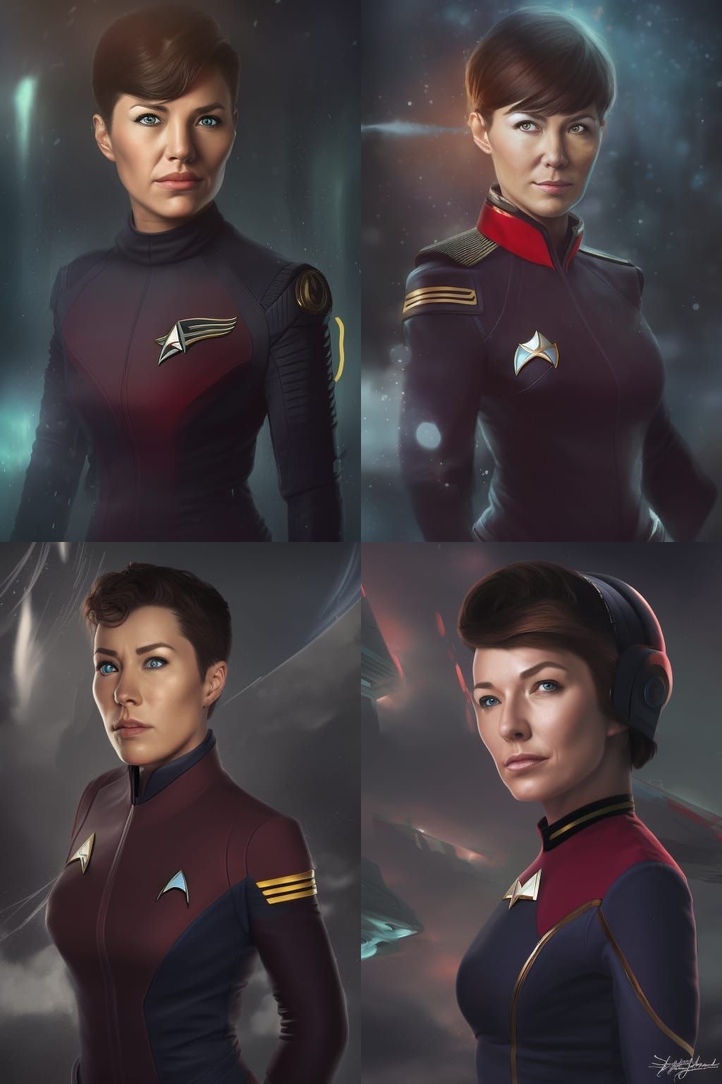 Hyperrealistic Starfleet Captain on Ship Bridge