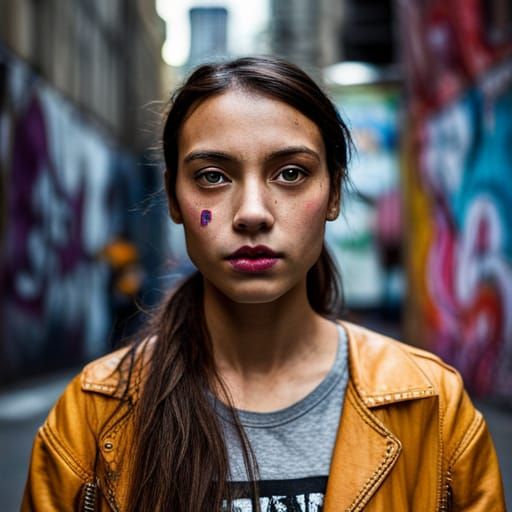 Hyperrealistic Street Art of Grunge Girl in NYC