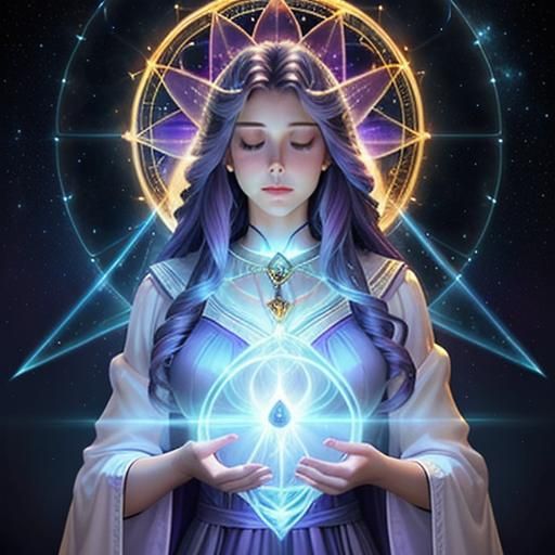 Ethereal Angel in Sacred Geometry, Hyperdetailed Art