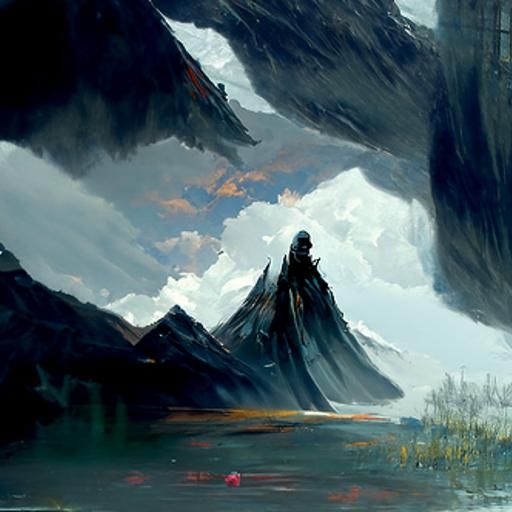 Sinister Mountain Landscape by Greg Rutkowski