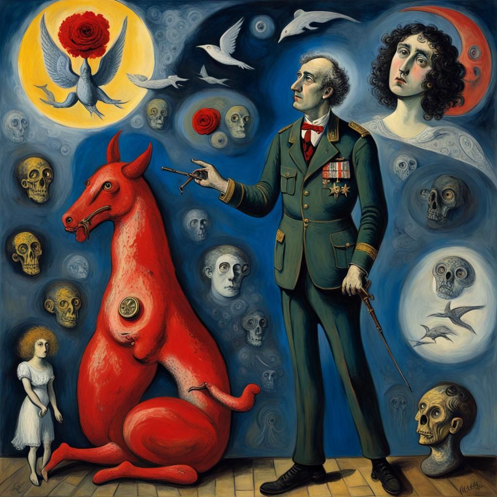 Surrealist Major General in Chagall Style