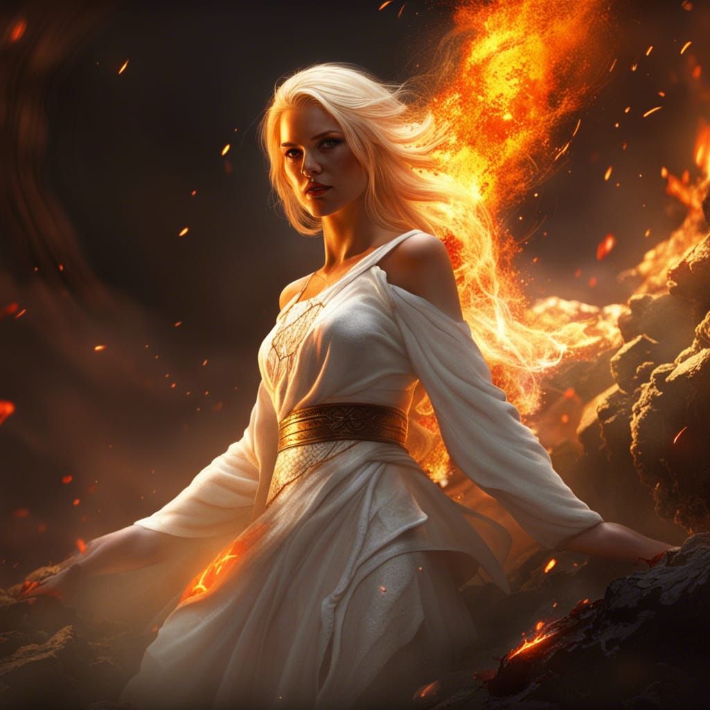Woman Rising from Fire: Dark Fantasy Concept Art