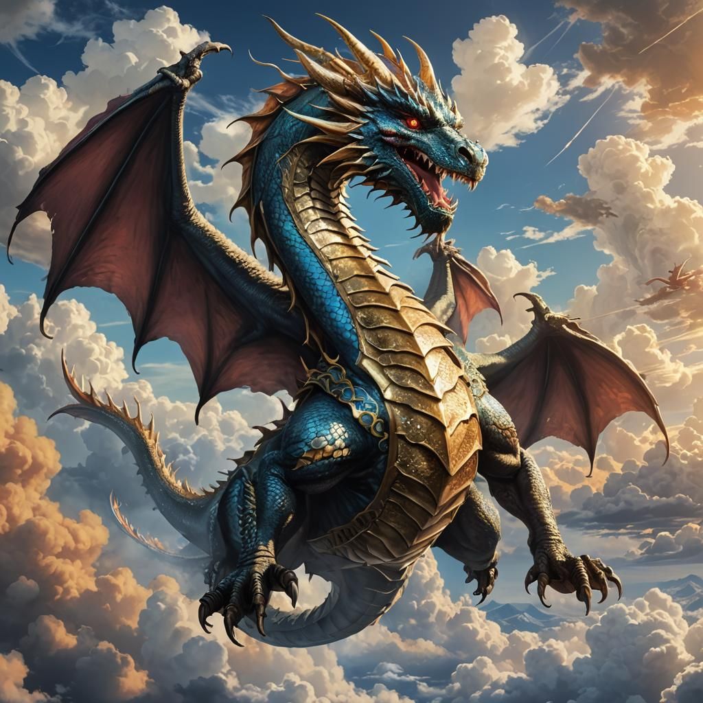 Majestic Dragon Soaring Through the Sky