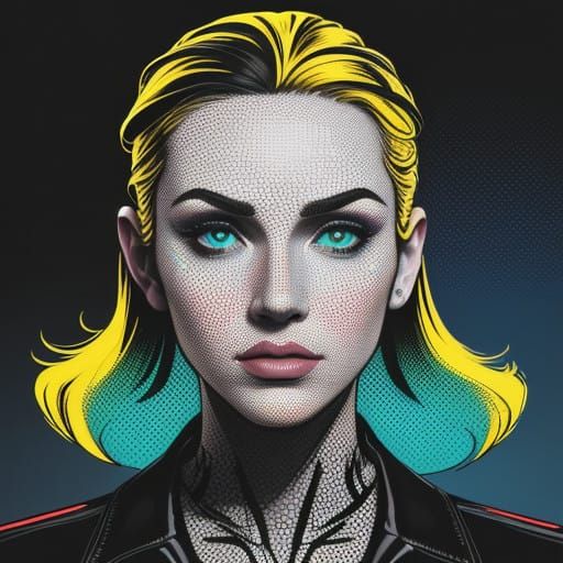 Hyperrealistic Pop Art Portrait in Vibrant Comic-Book Style