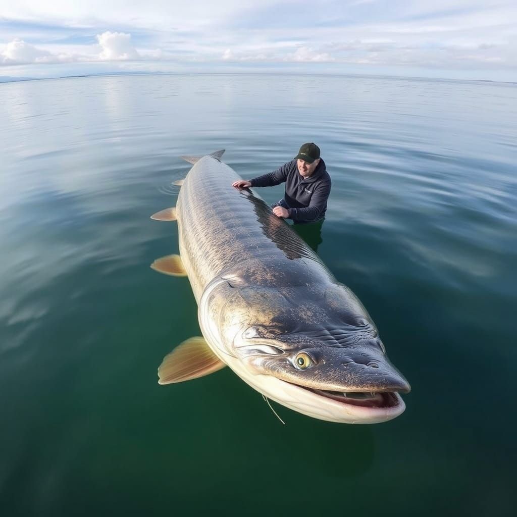 Giant Pike Swimming in Siberian Lake