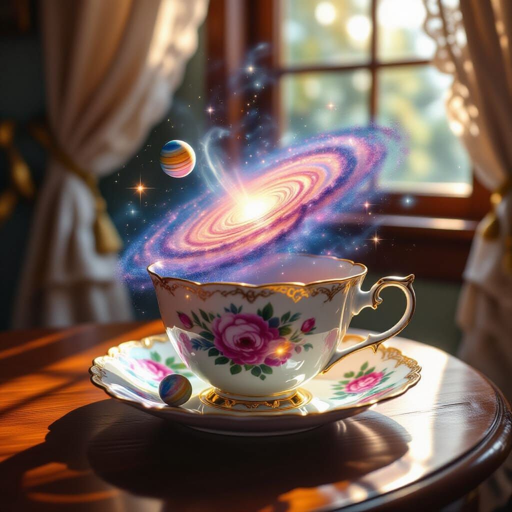 Galaxy in Teacup: A Hyper-Realistic Digital Rendering