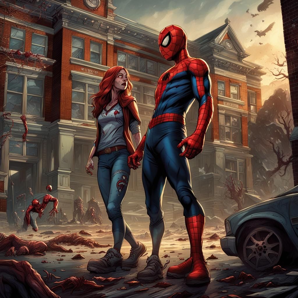 Zombie Spider-Man and Mary Jane at High School