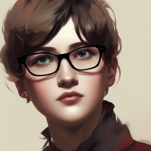 Woman Writing Poem: Detailed Portrait in Art Nouveau Style