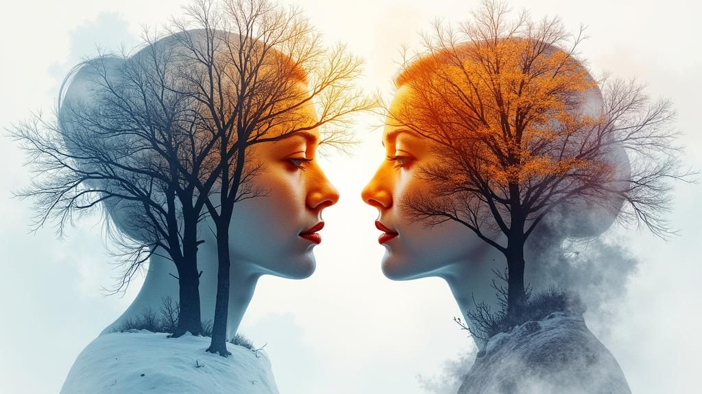 Autumn Meets Winter Forest in Double Exposure