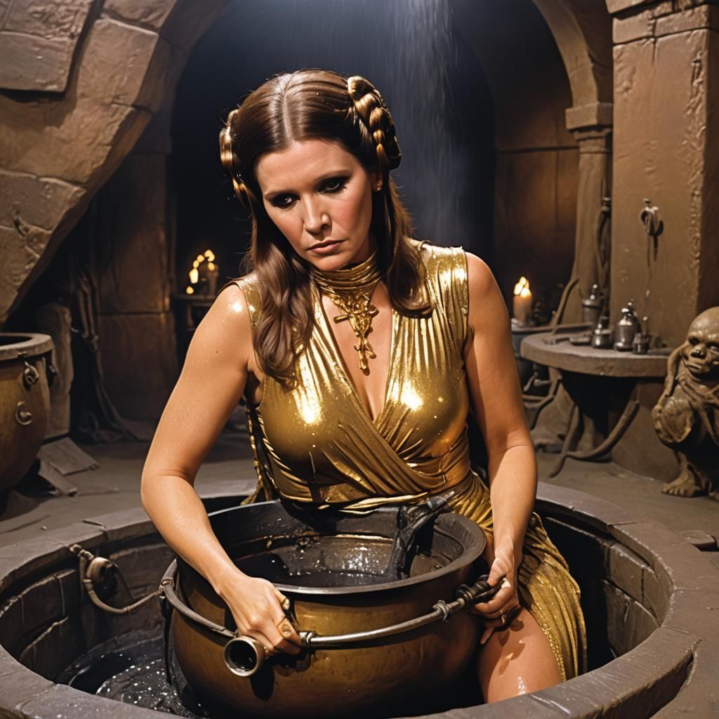 Distressed Figure in Cauldron: A Dungeon Scene